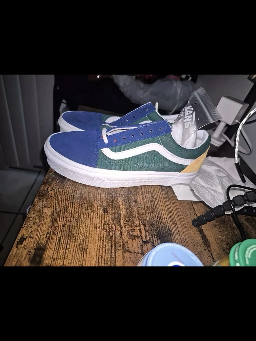 Vans Low Top Two-Tone Suede Canvas Sneakers - Green & Mustard